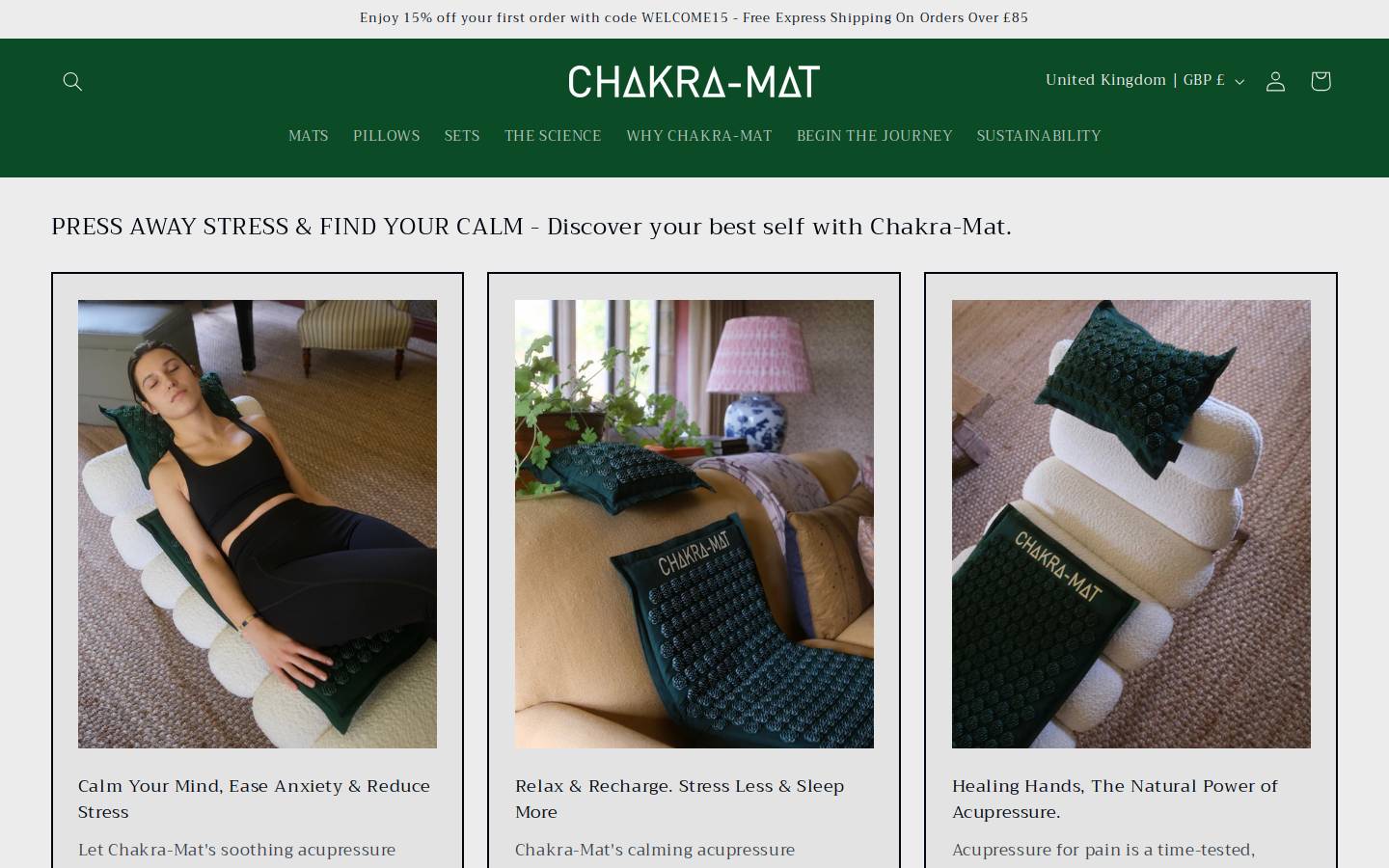chakra-mat.com homepage screenshot