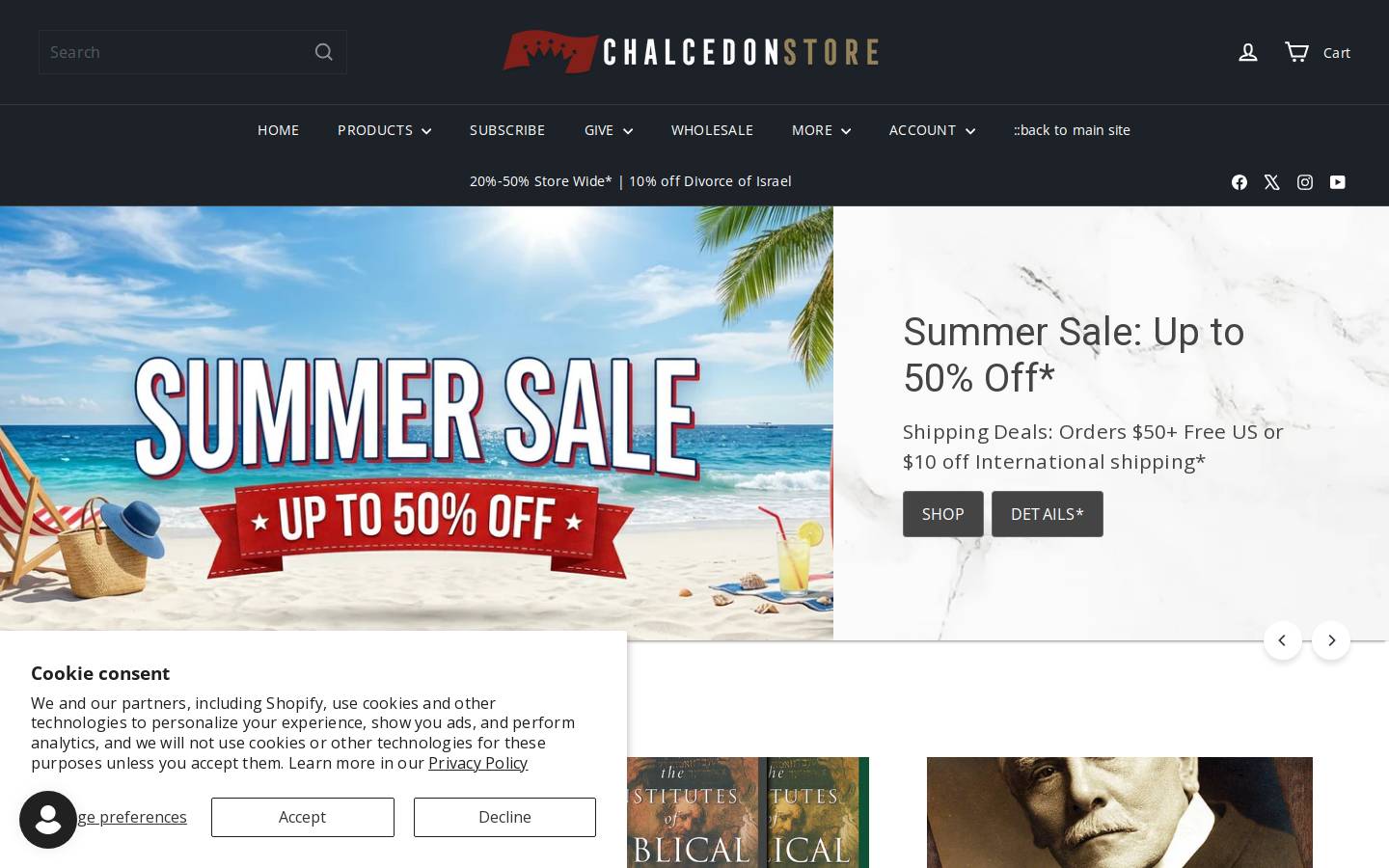 chalcedonstore.com homepage screenshot