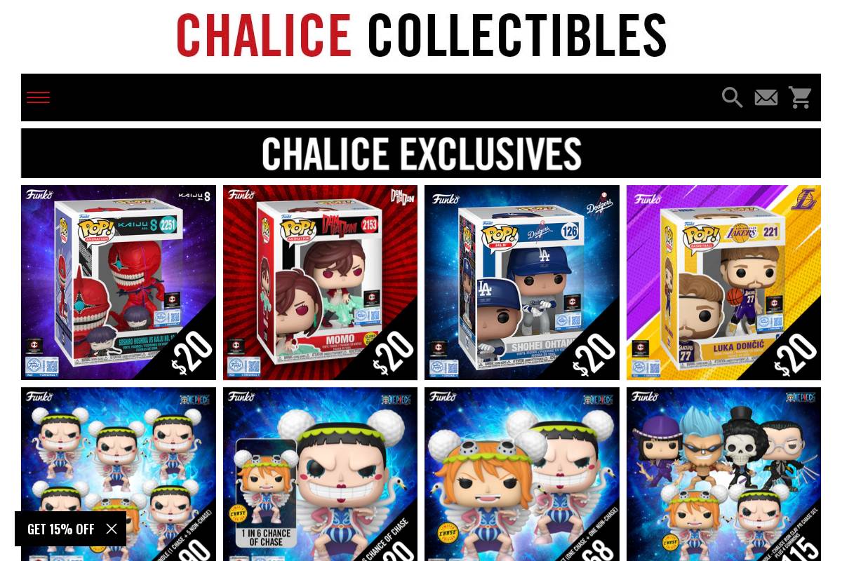 Chalicecollectibles homepage screenshot