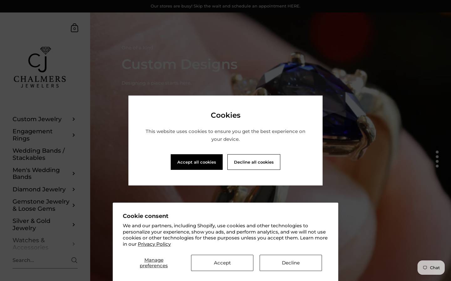 Chalmers Jewelers homepage screenshot