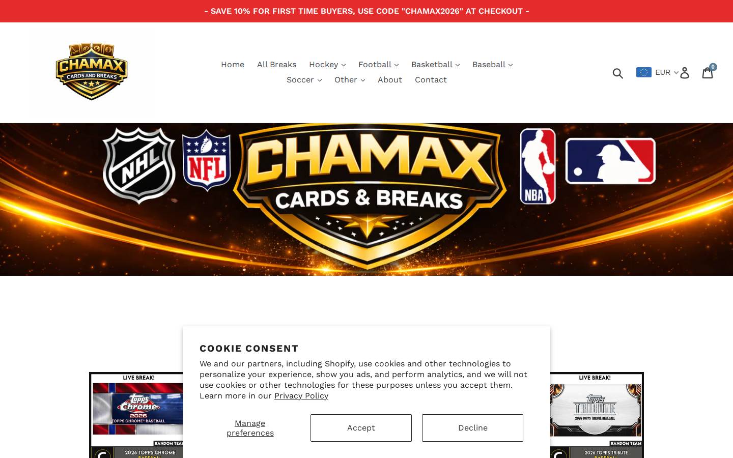 chamaxcards.com homepage screenshot
