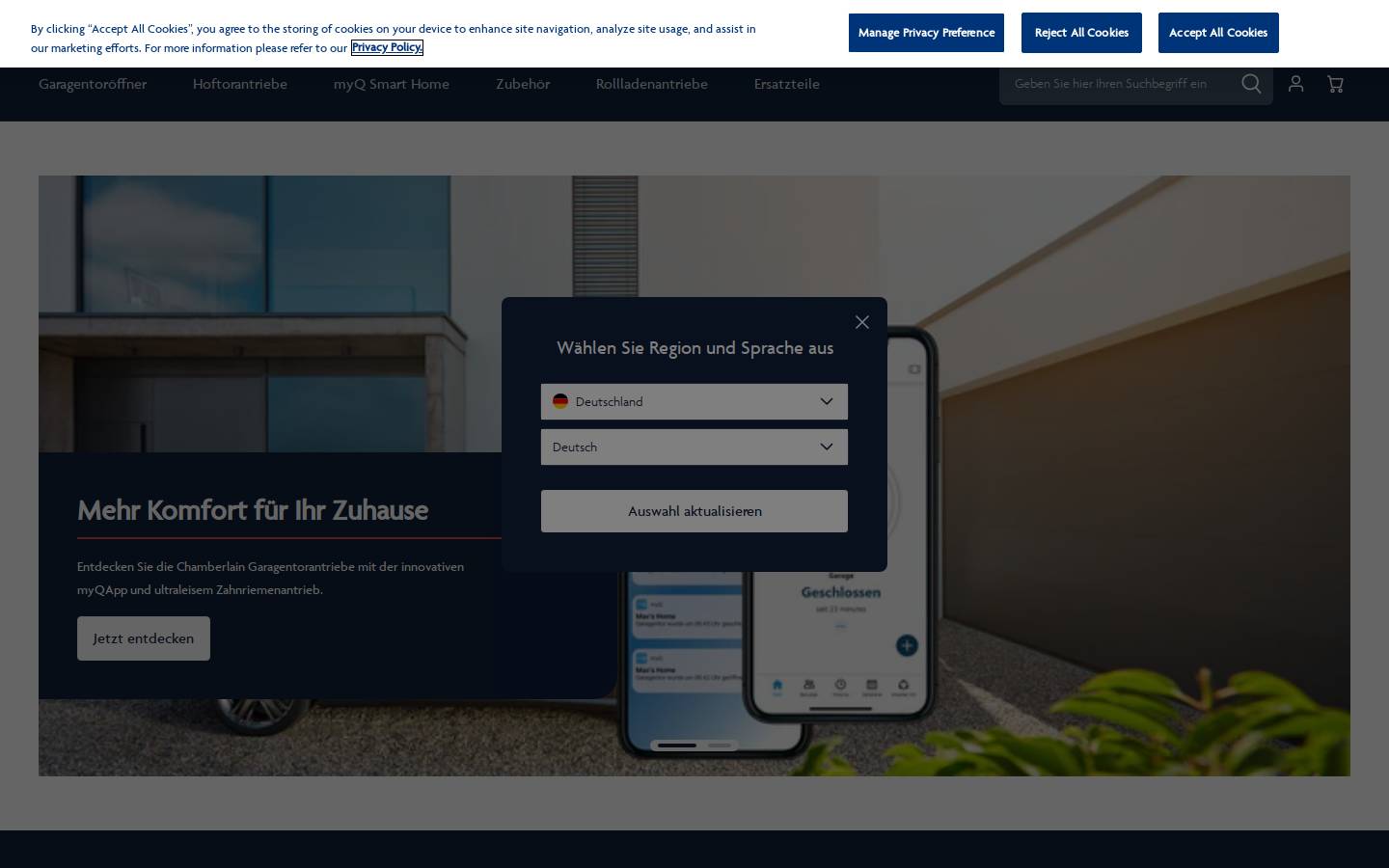 Chamberlain Group homepage screenshot