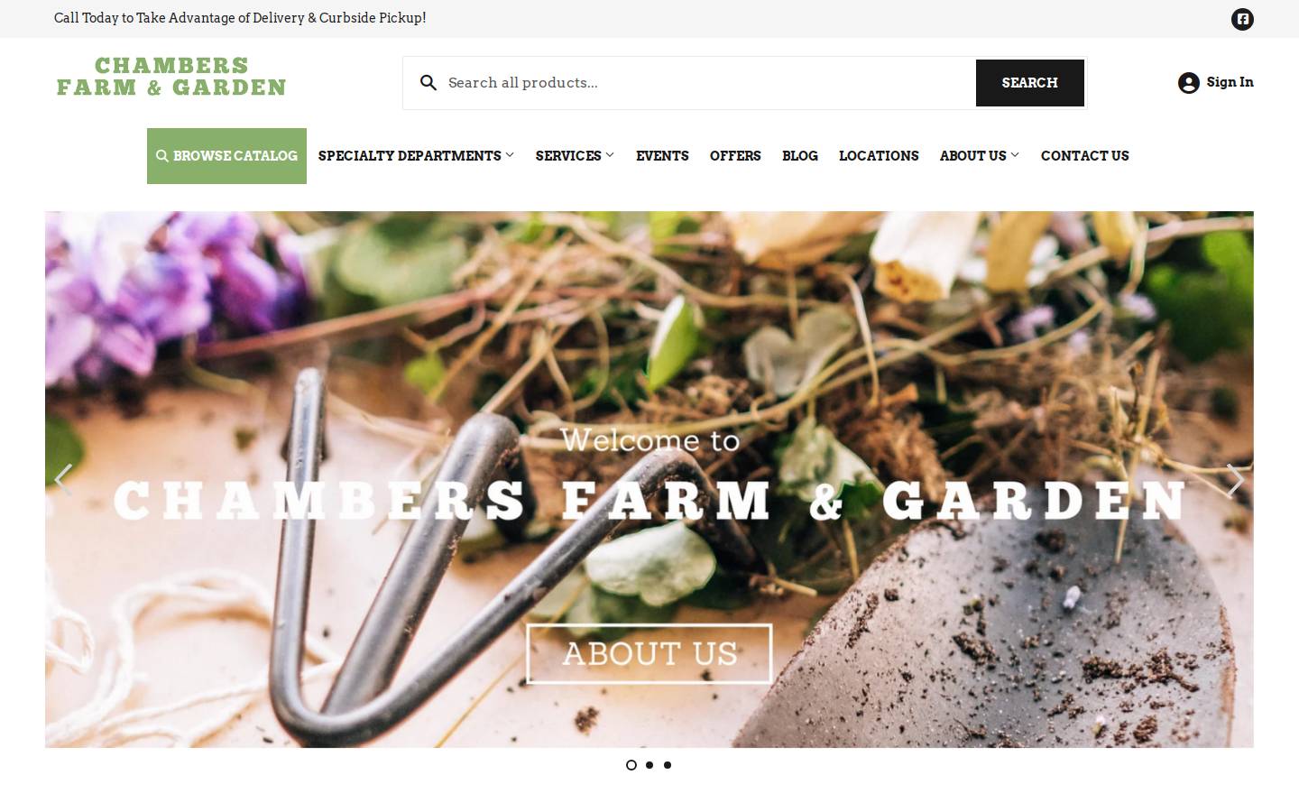 chambersfarmgarden.com homepage screenshot
