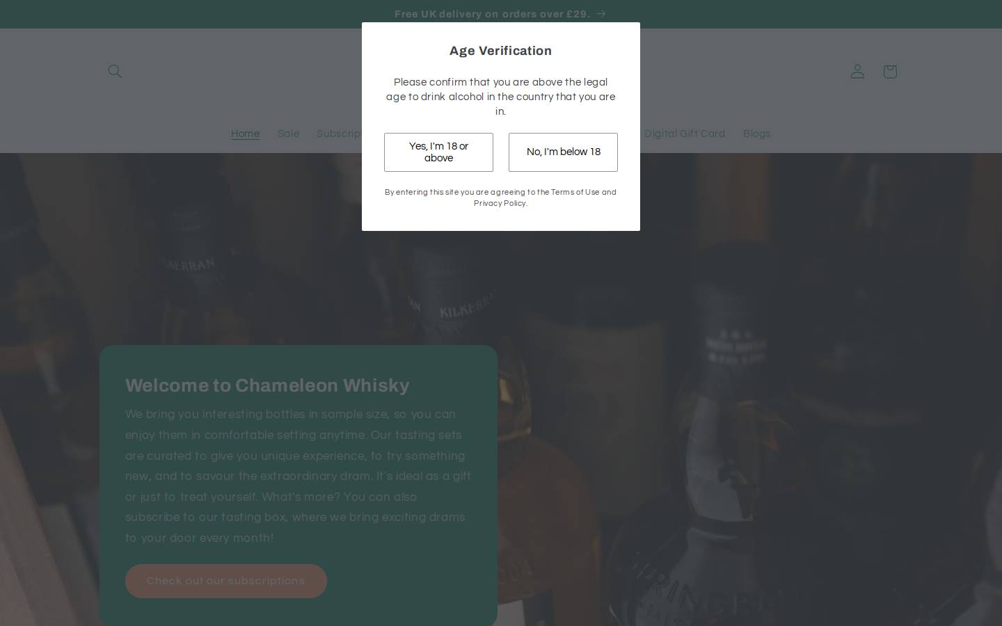 Chameleon Whisky homepage screenshot
