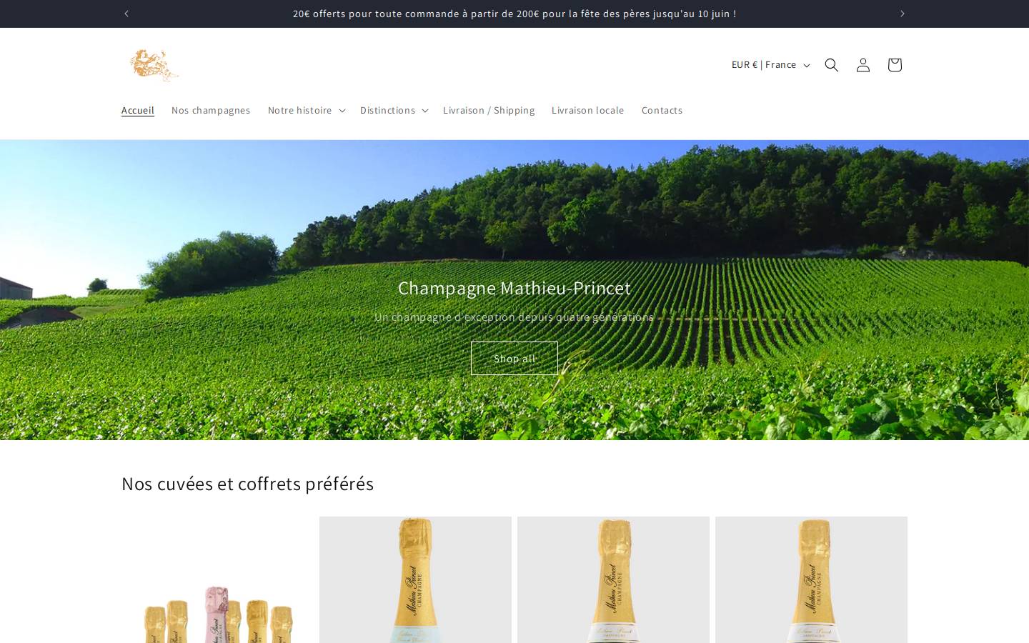 champagne-mathieu-princet.fr homepage screenshot