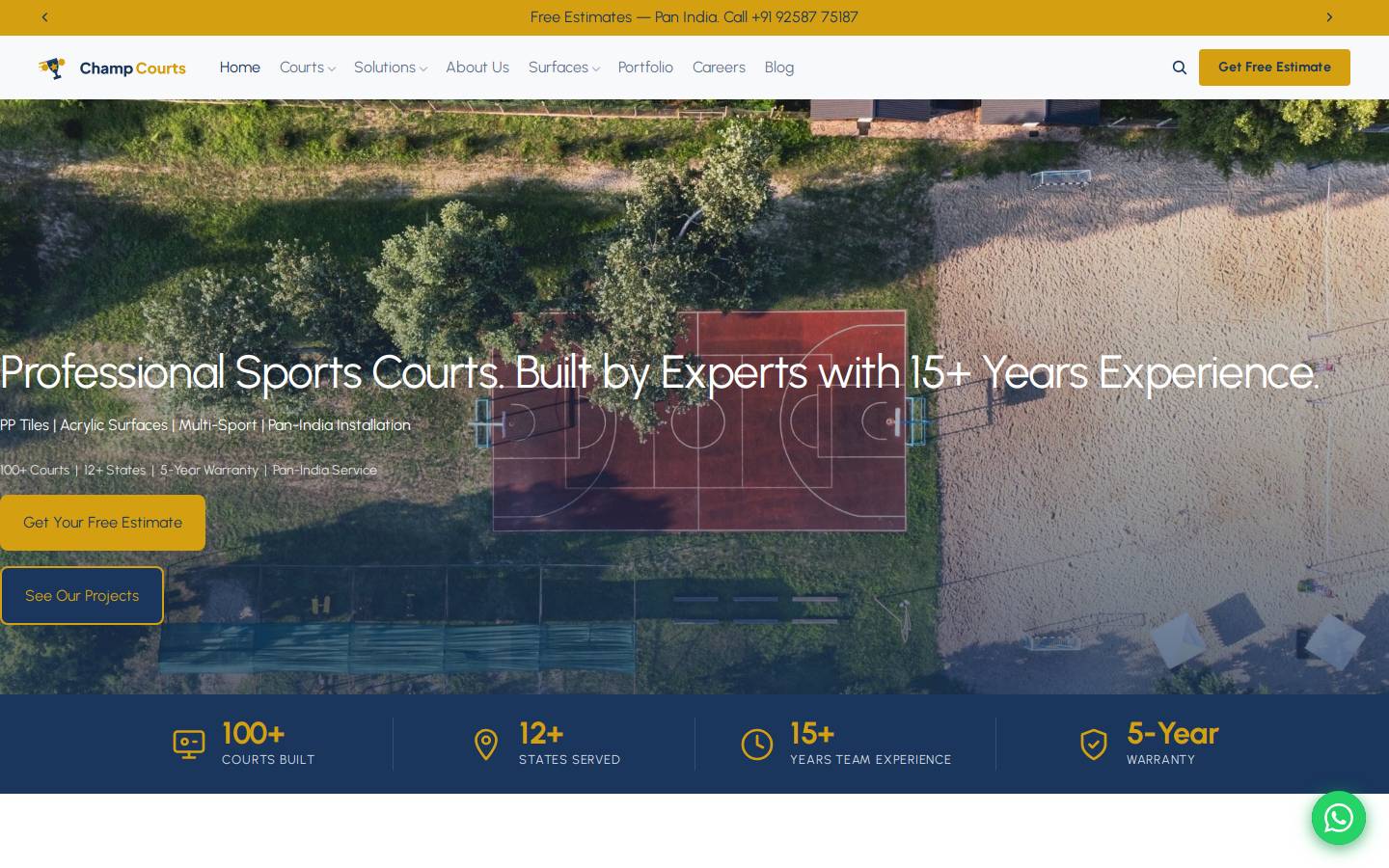 champcourts.com homepage screenshot