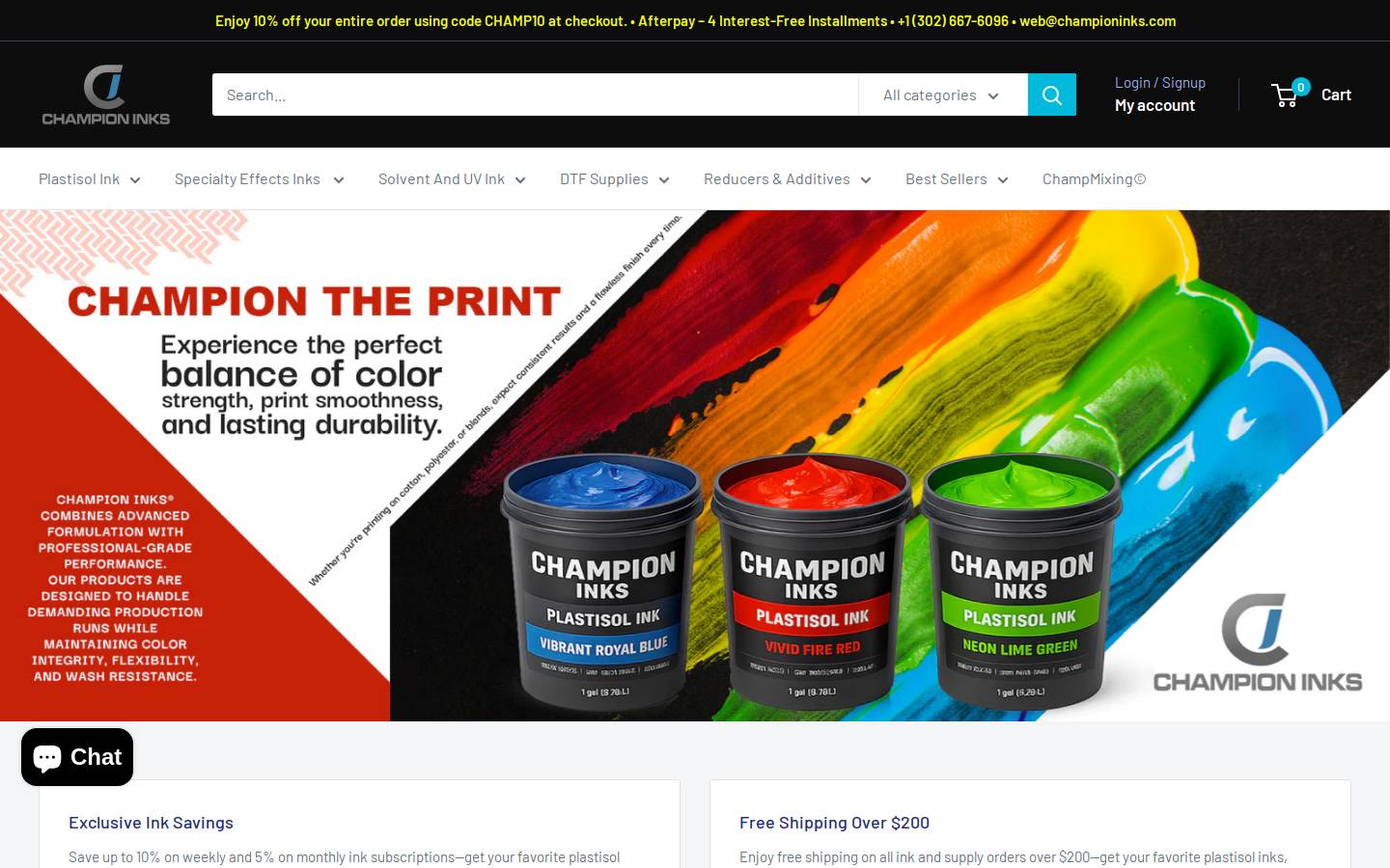 championinks.com homepage screenshot