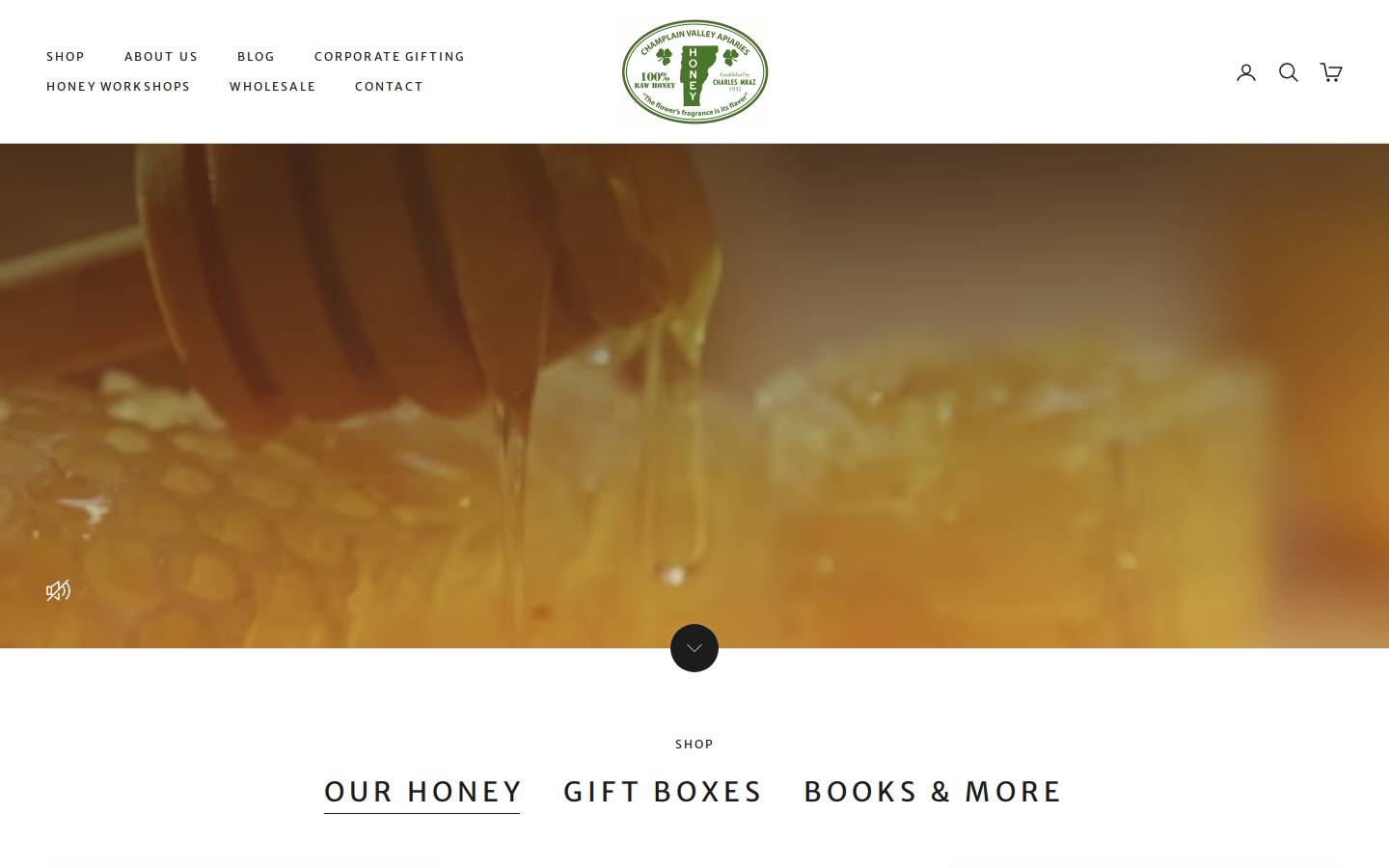 champlainvalleyhoney.com homepage screenshot