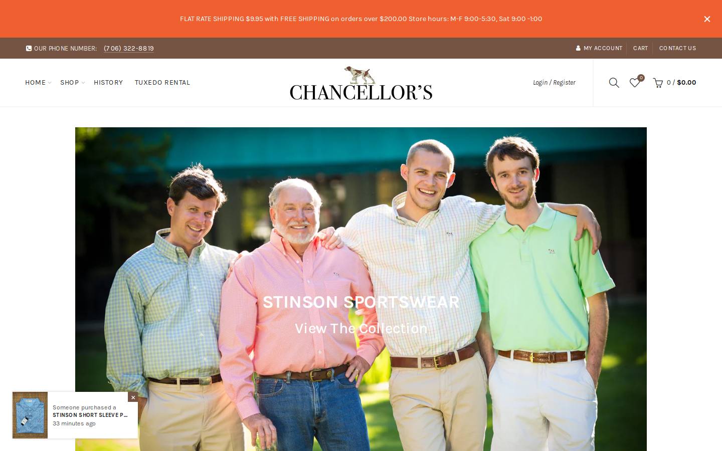 chancellorsmensstore.com homepage screenshot