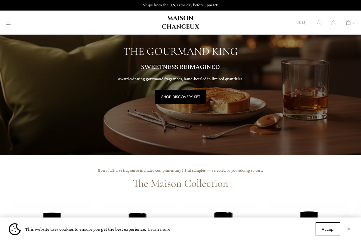 Chanceux Parfum homepage screenshot