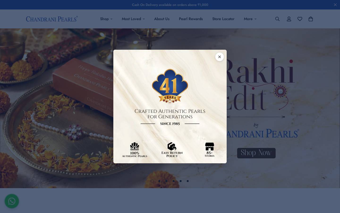 chandranipearls.in homepage screenshot