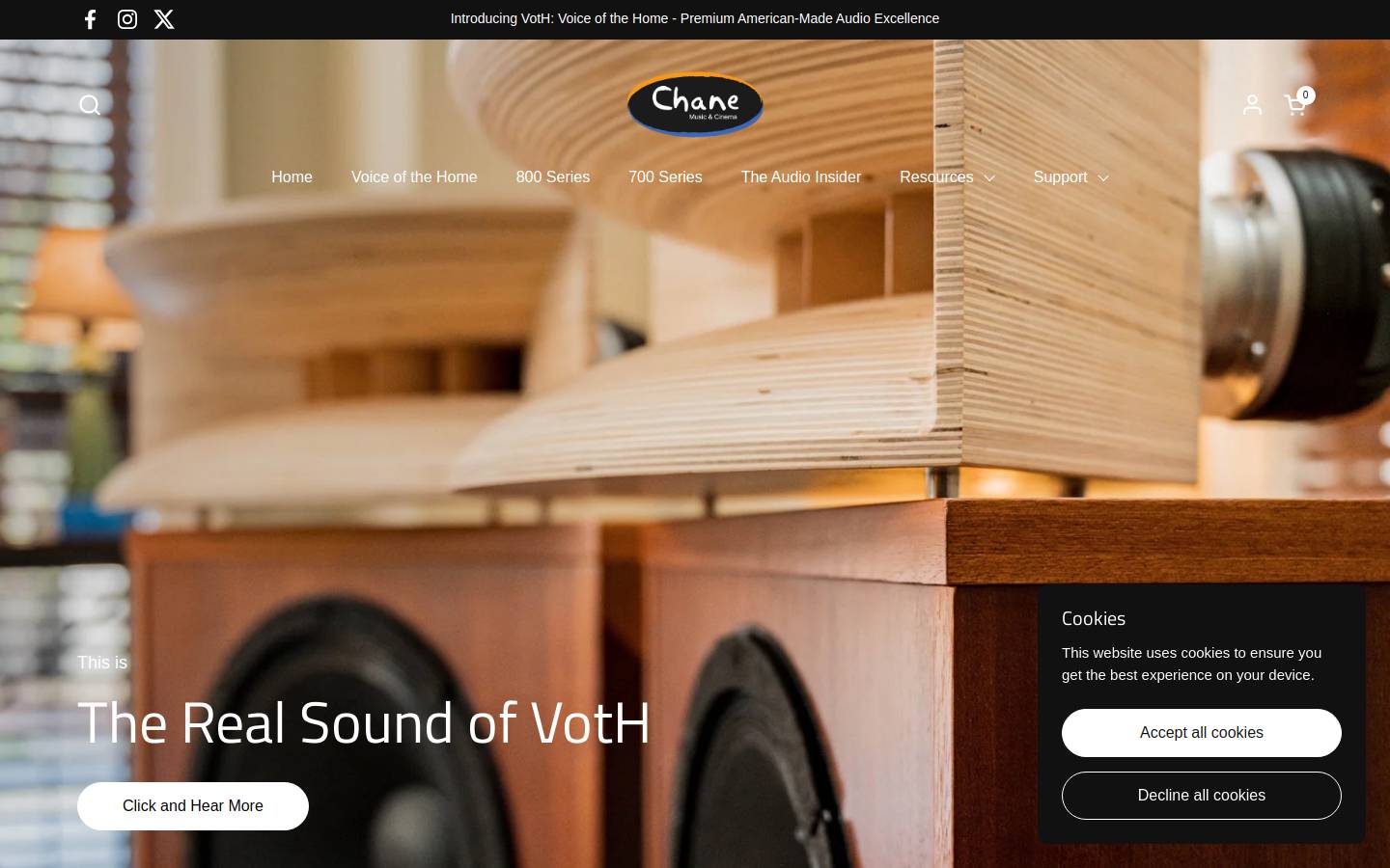 chanemusiccinema.com homepage screenshot