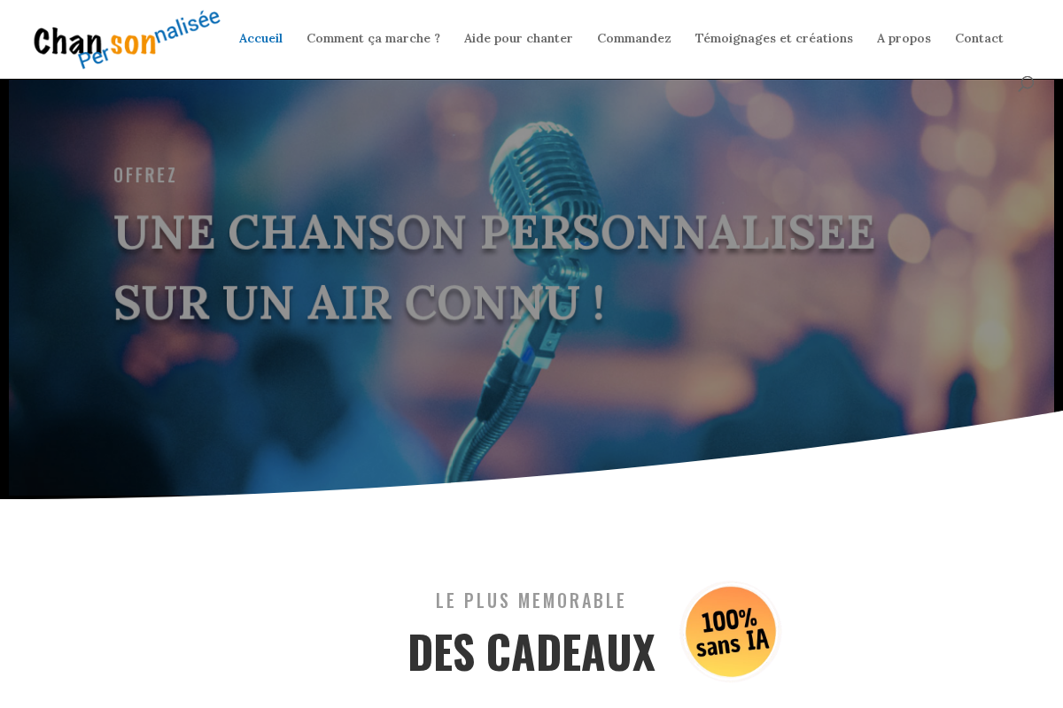 Chanson Personnalisée homepage screenshot