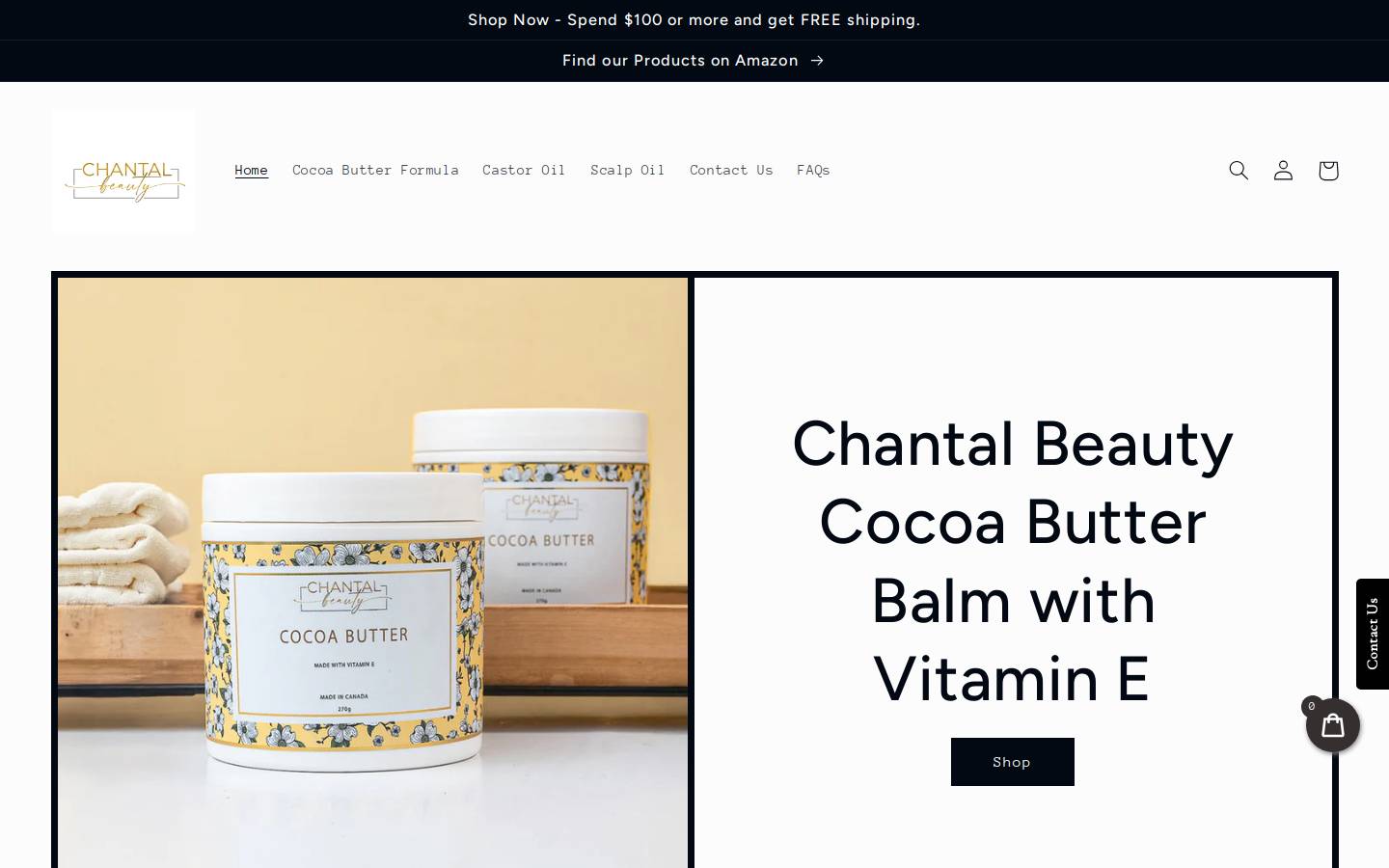 chantalbeauty.com homepage screenshot
