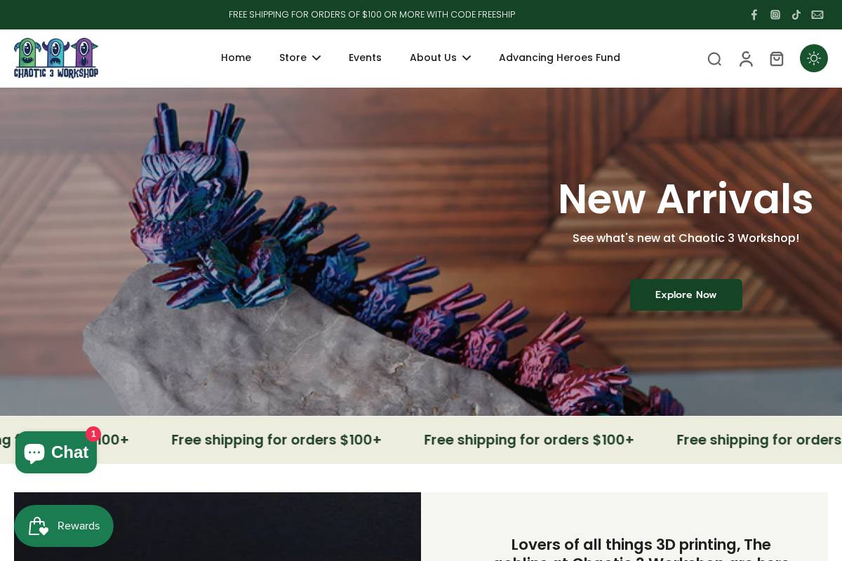 chaotic3workshop.com homepage screenshot