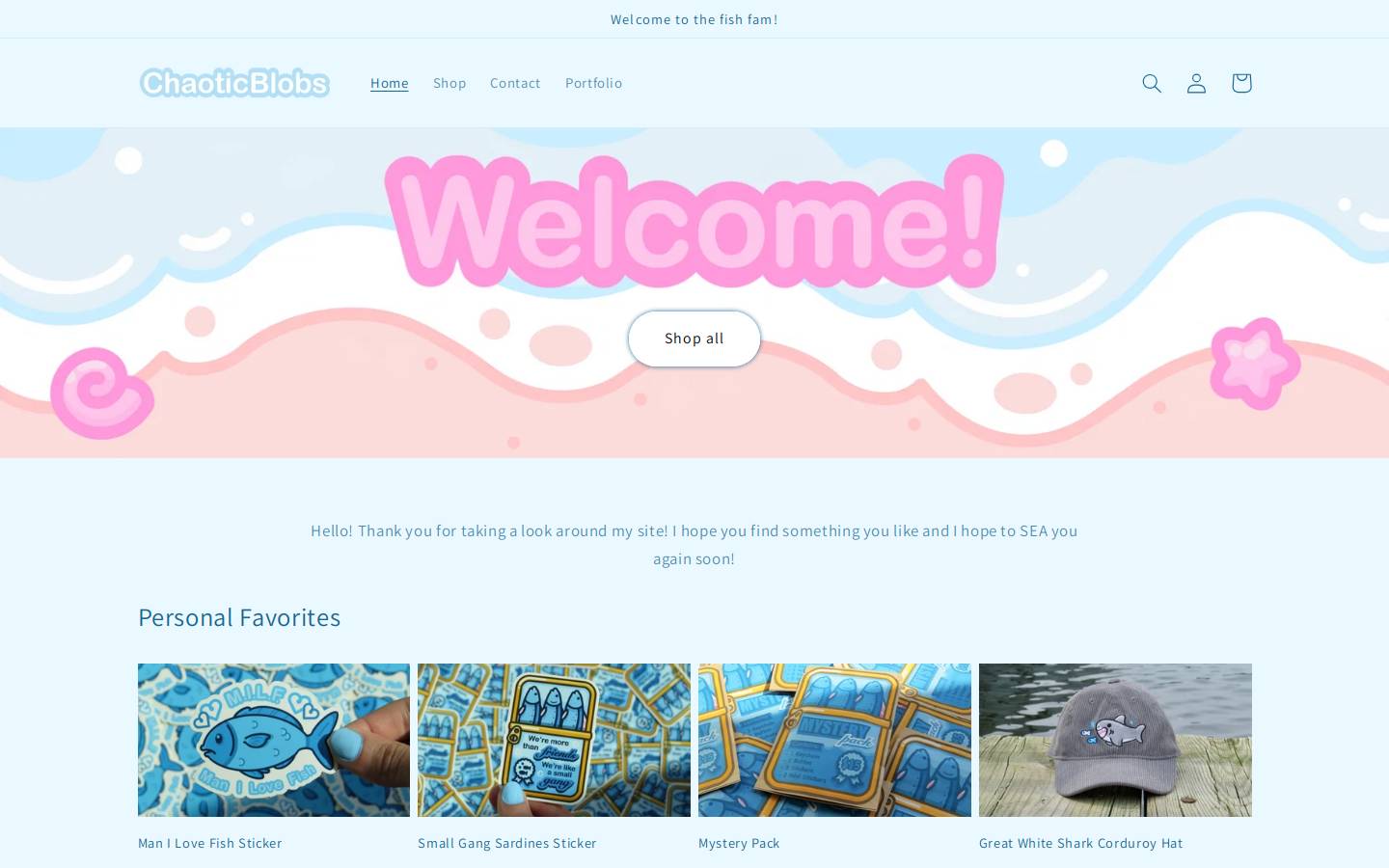 chaoticblobs.com homepage screenshot