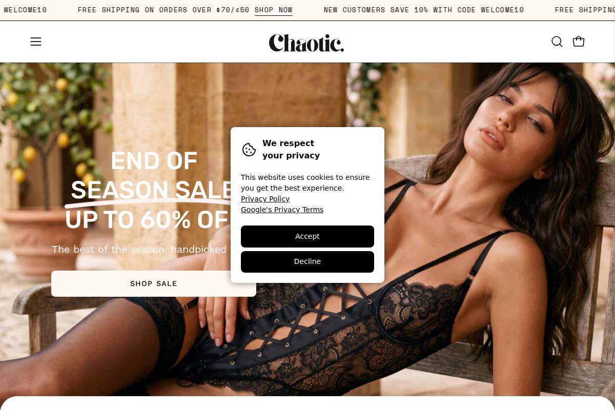 Chaotic Fashion homepage screenshot