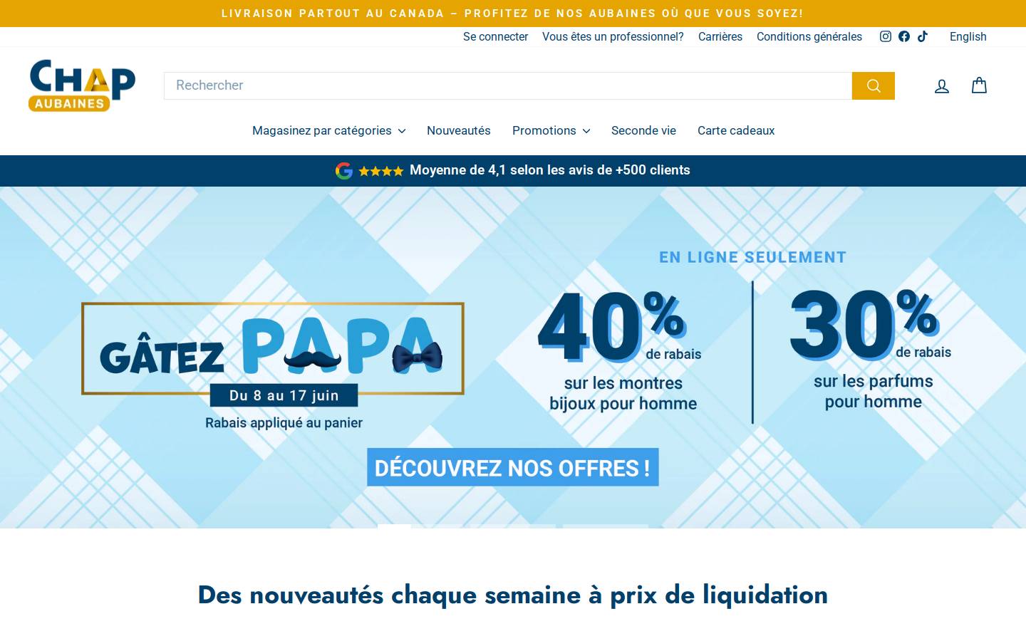 chapaubaines.com homepage screenshot