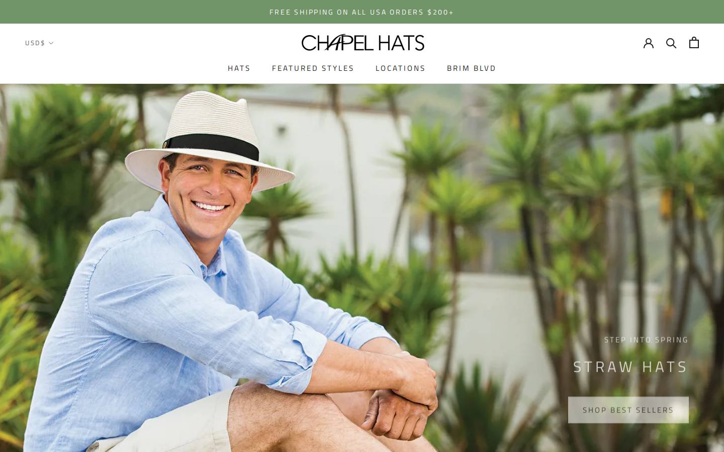 chapelhats.co homepage screenshot