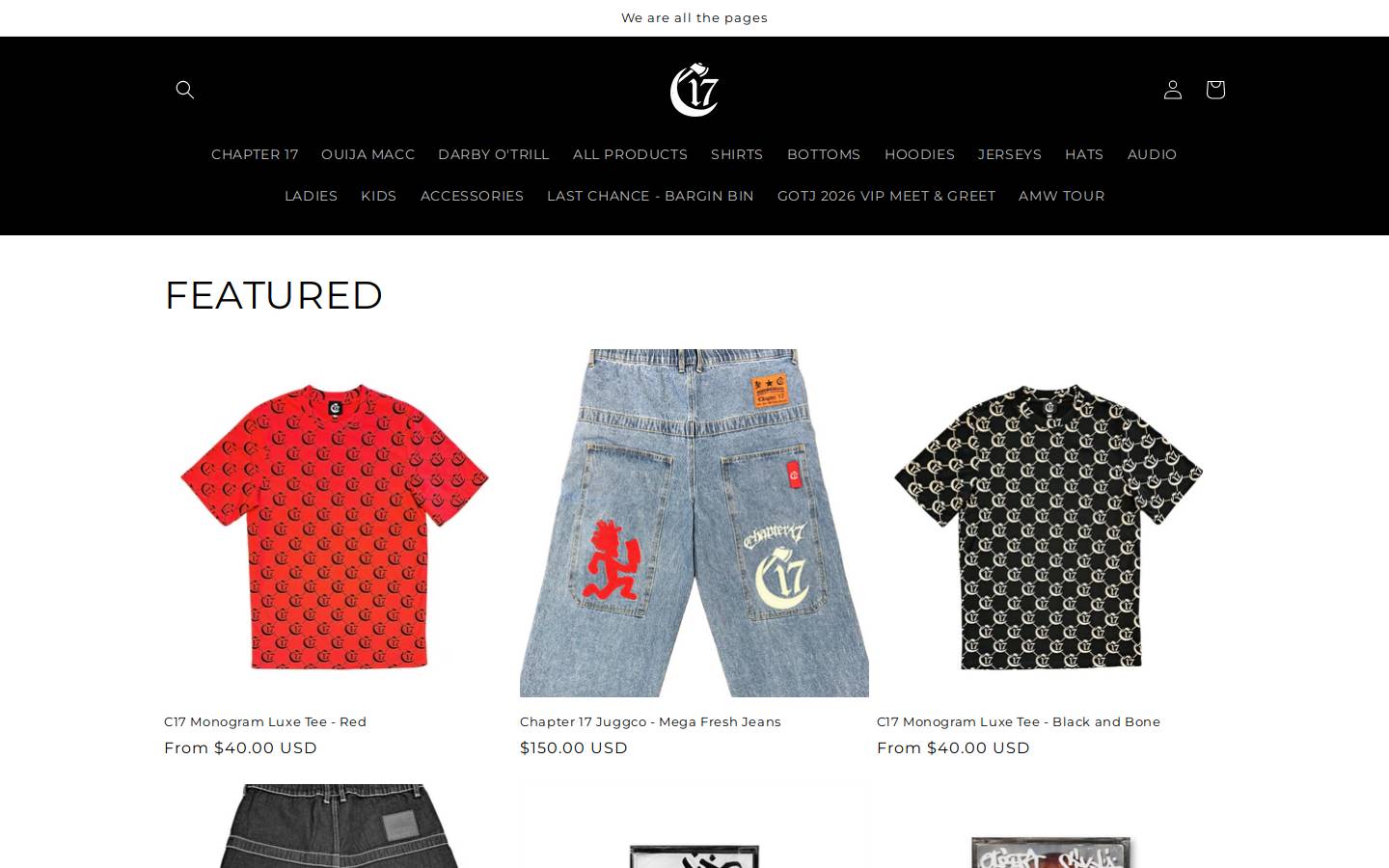 chapter17records.com homepage screenshot