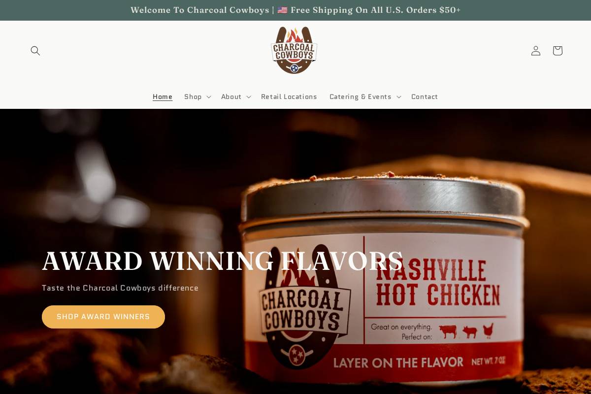 charcoalcowboysbbq.com homepage screenshot