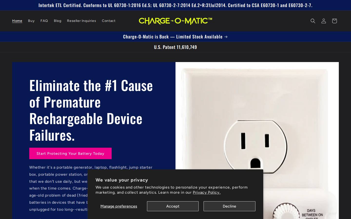 charge-o-matic.com homepage screenshot