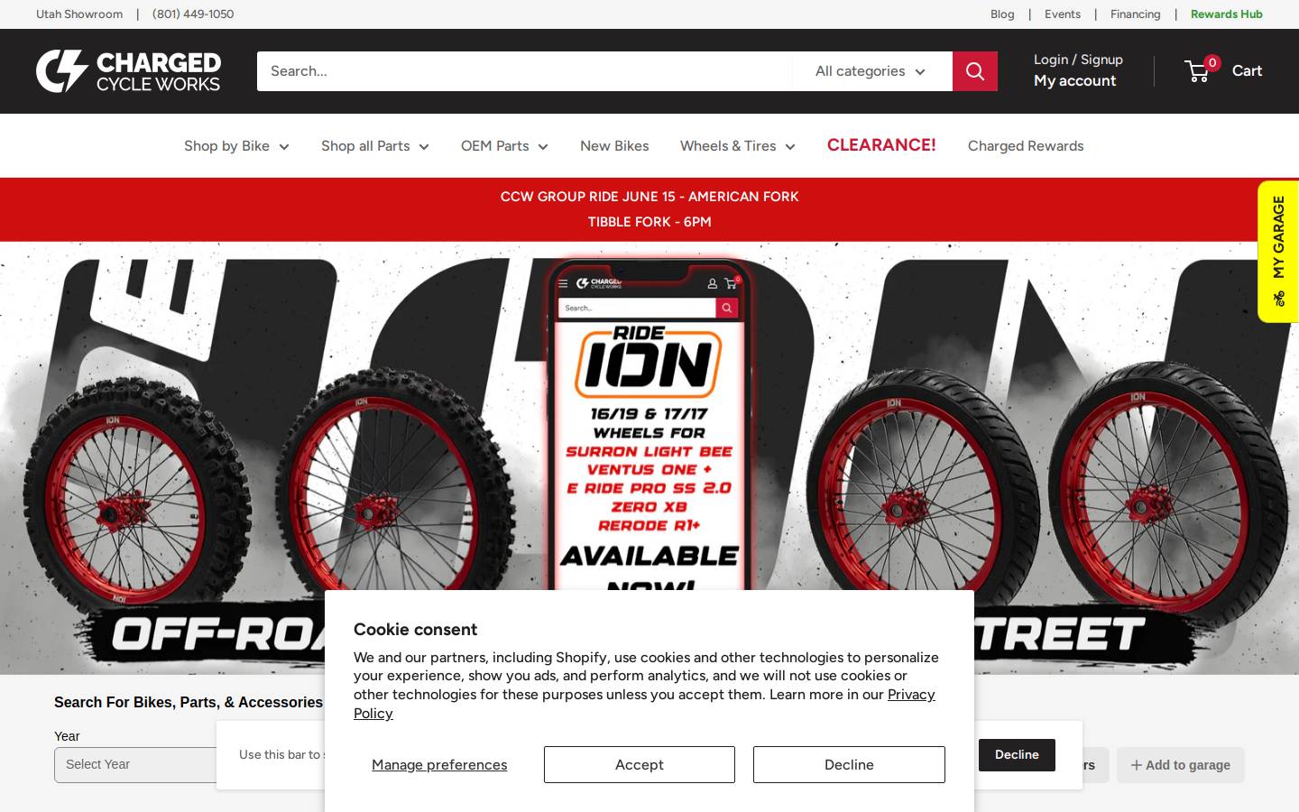 chargedcycleworks.com homepage screenshot
