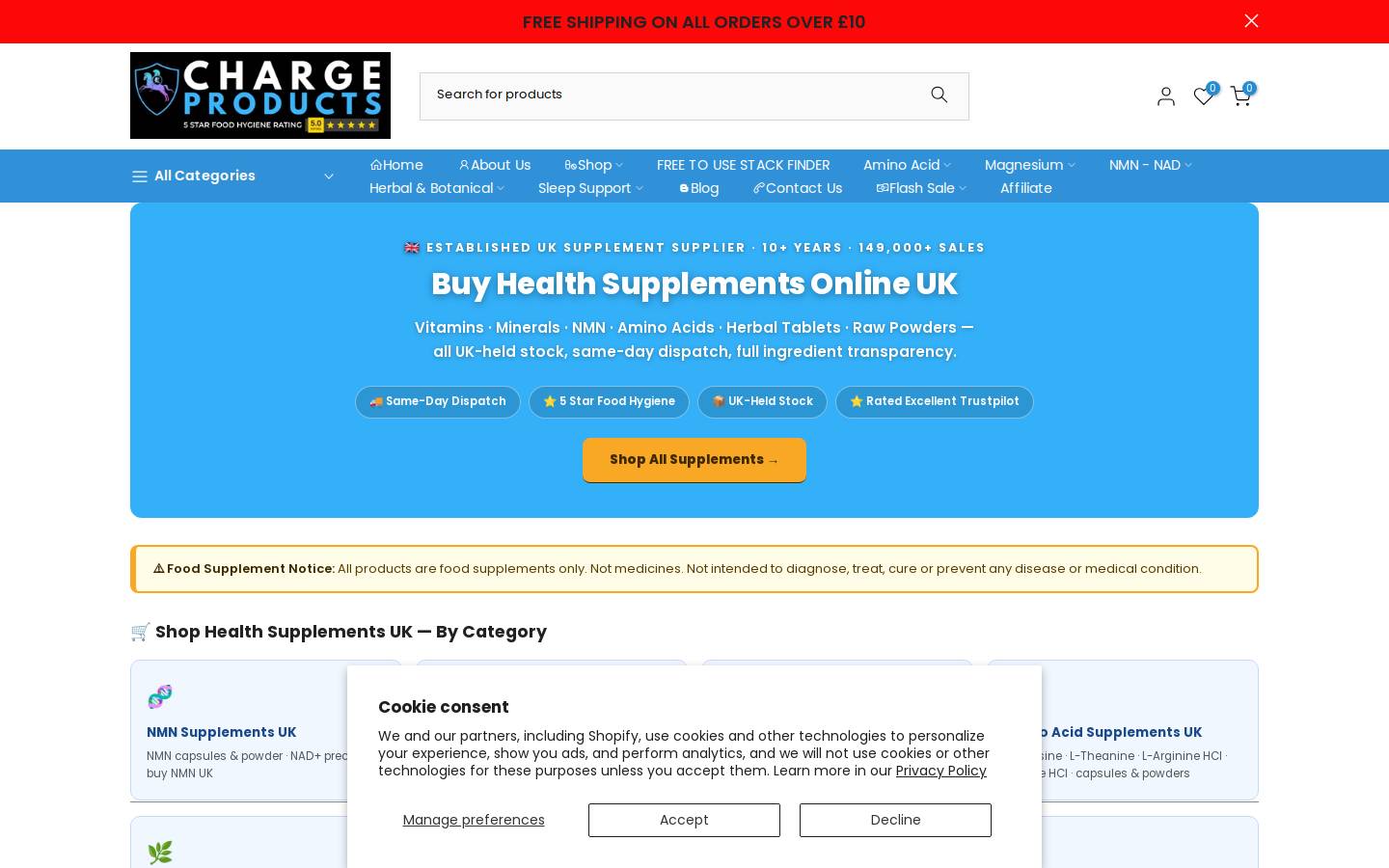 Charge Products UK homepage screenshot