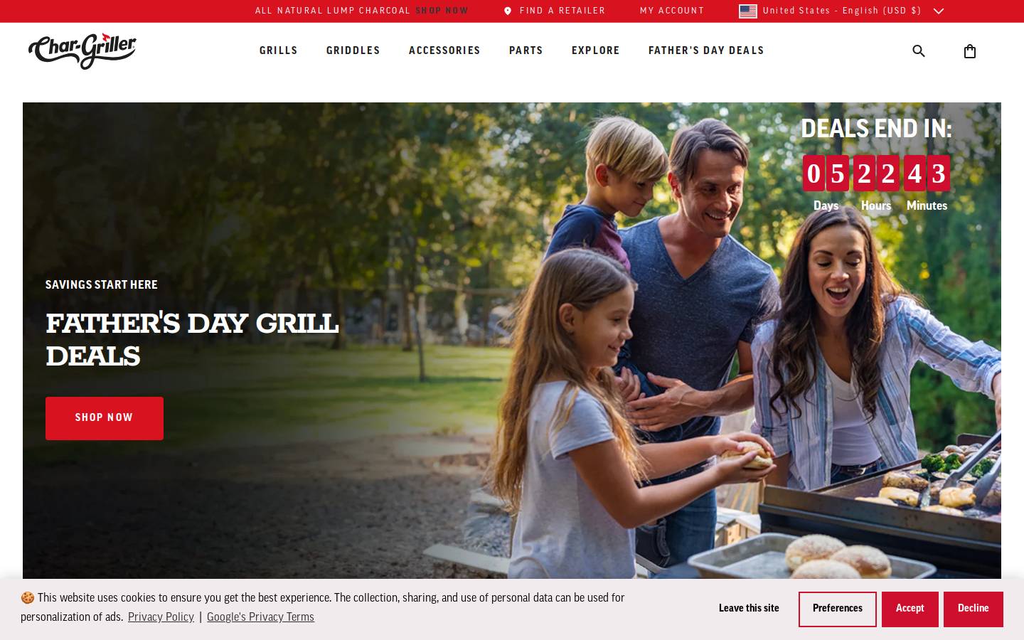 Char-Griller homepage screenshot