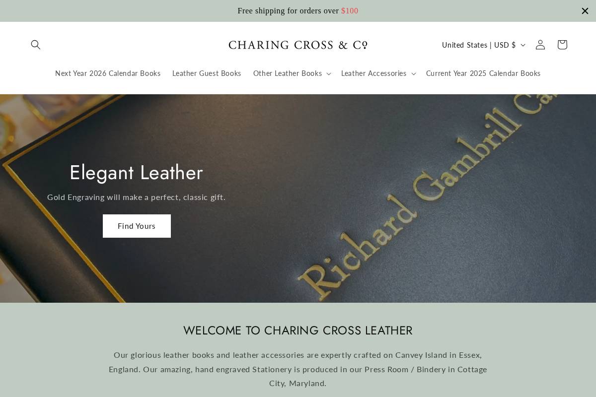 charingcrossleather.com homepage screenshot