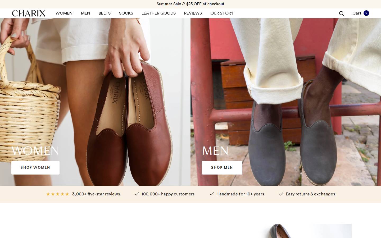 charixshoes.com homepage screenshot