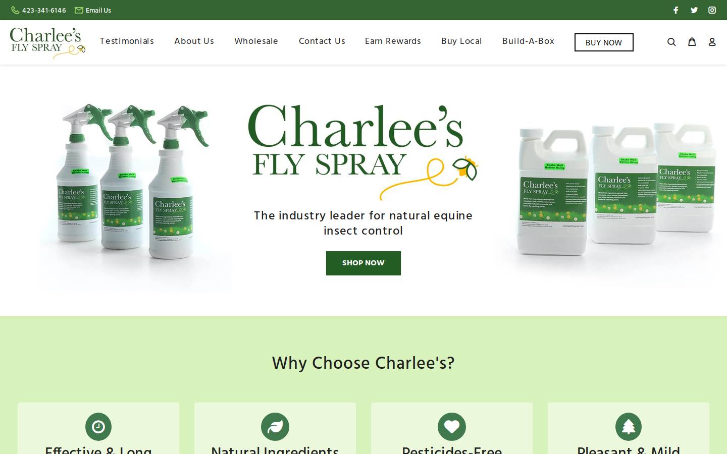 charleesflyspray.com homepage screenshot