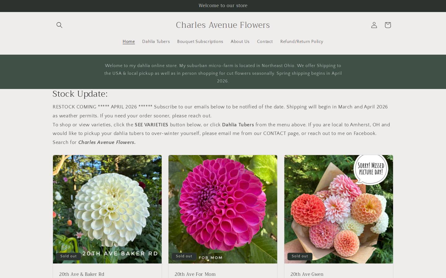 charlesavenueflowers.com homepage screenshot
