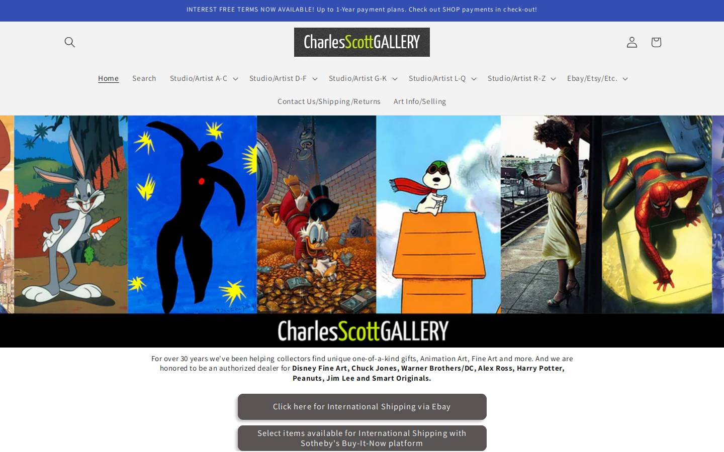 charlesscottgallery.com homepage screenshot