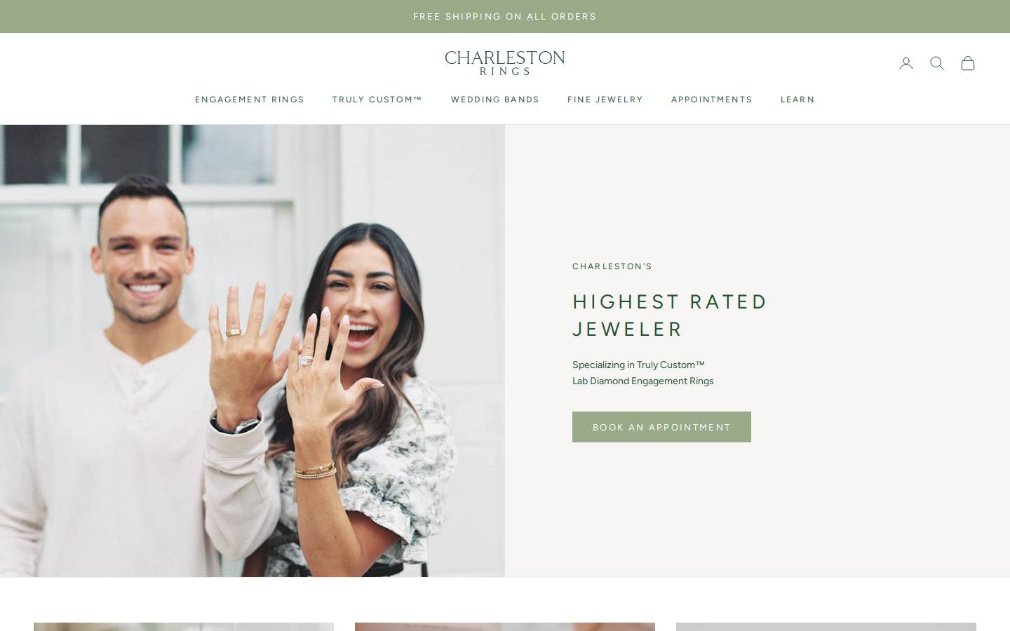 charlestonrings.com homepage screenshot