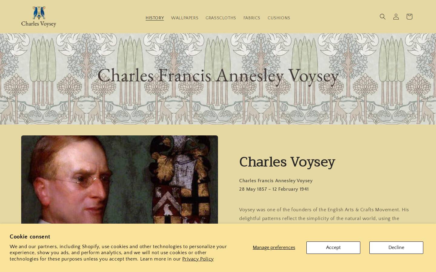 charlesvoysey.com homepage screenshot