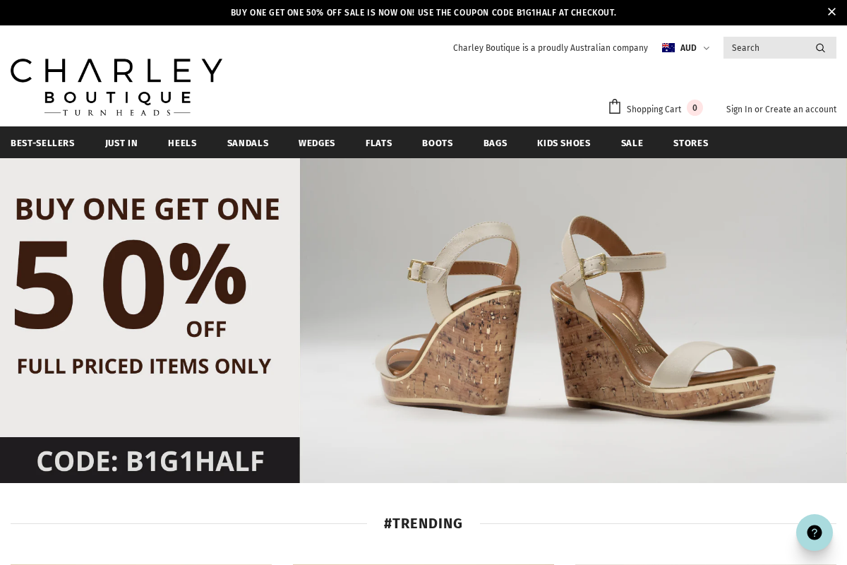 charleyboutique.com homepage screenshot