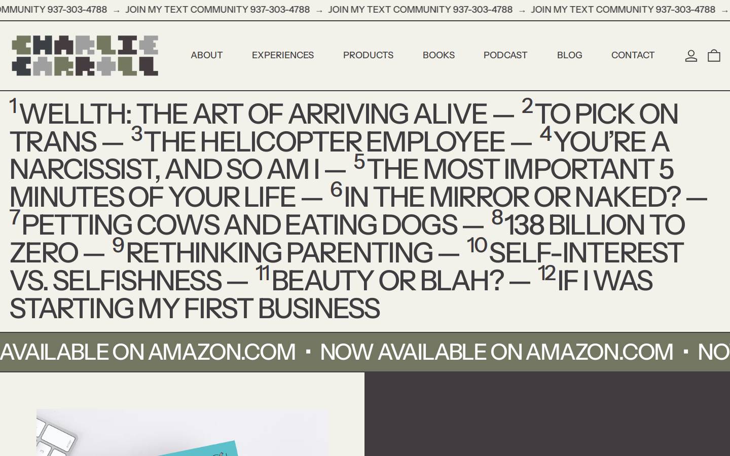 charliecarroll.com homepage screenshot