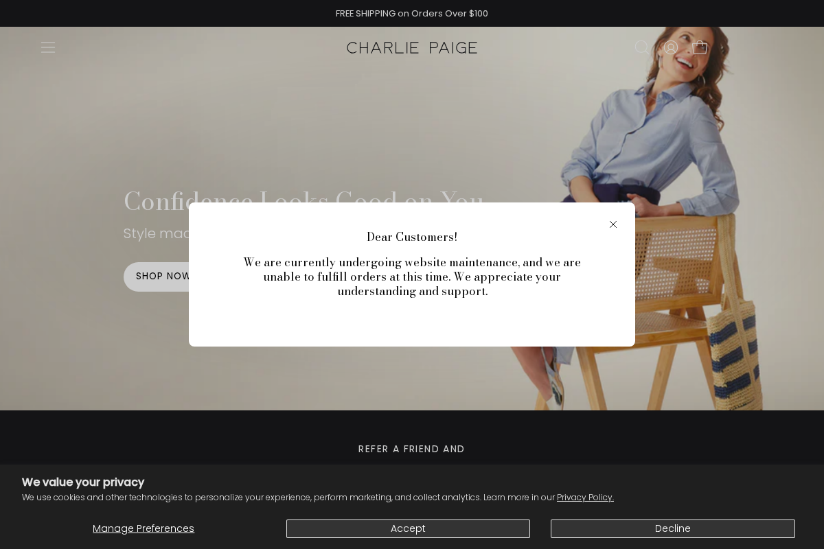 charliepaigefashion.com homepage screenshot