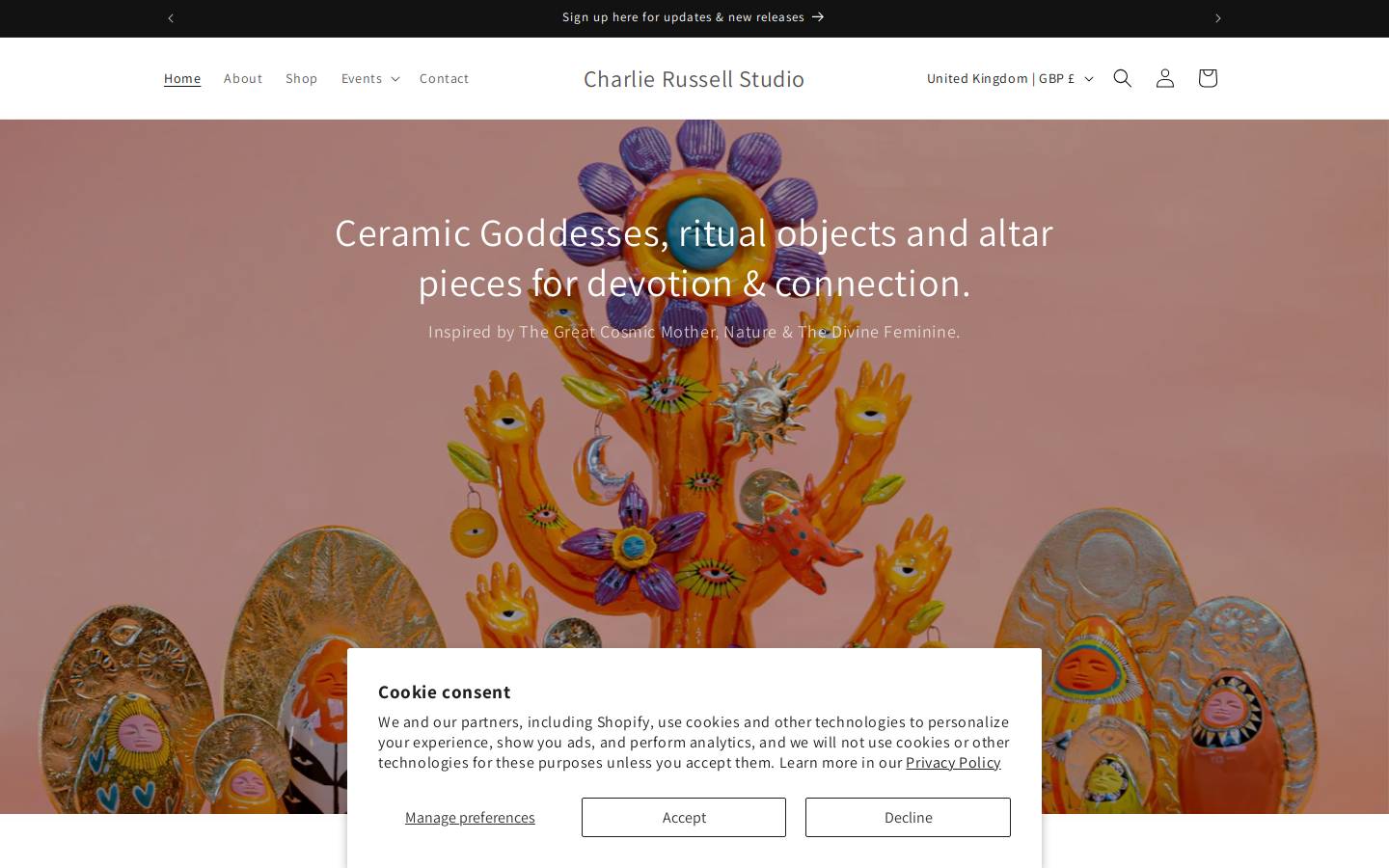 charlierussellceramics.com homepage screenshot