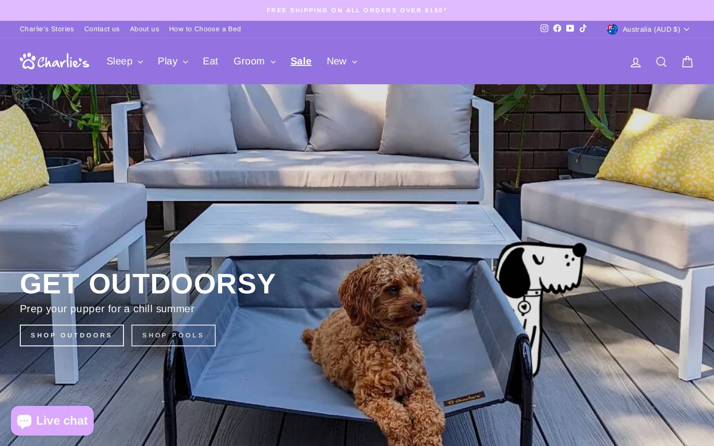 charlies.pet homepage screenshot