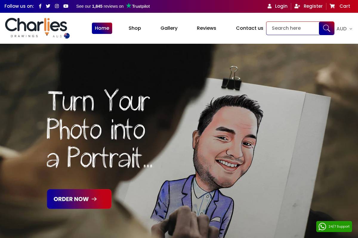 Charliesdrawingsau homepage screenshot