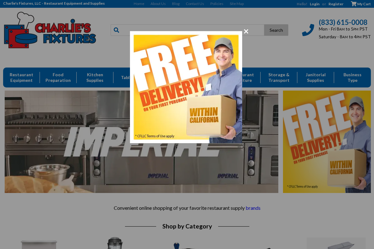 Charlie's Fixtures homepage screenshot