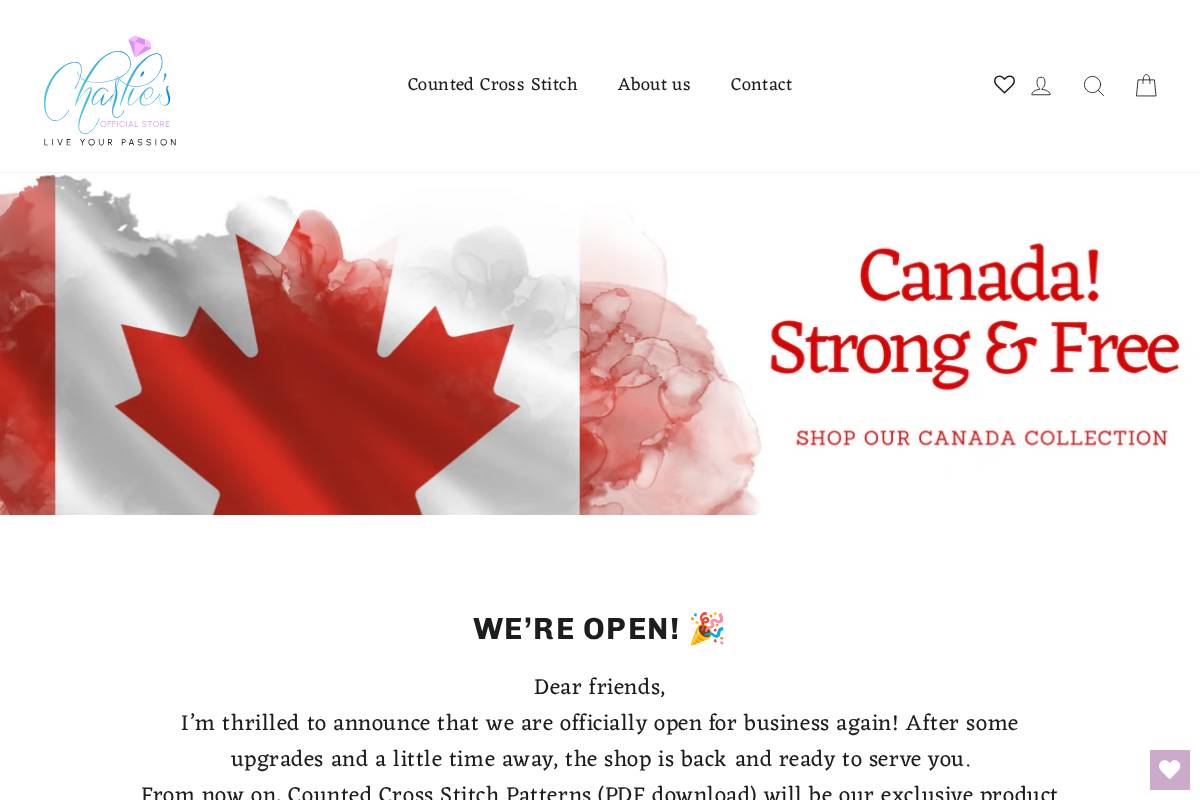 charliesofficialstore.ca homepage screenshot
