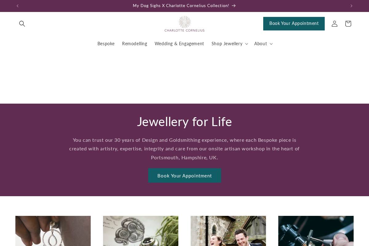 Charlotte Cornelius Jewellery Design homepage screenshot