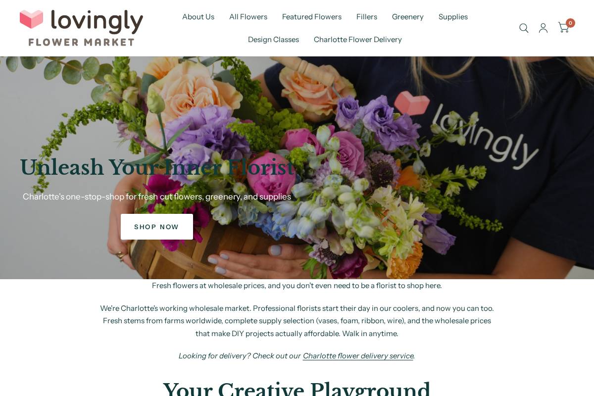 charlotteflowermarket.com homepage screenshot