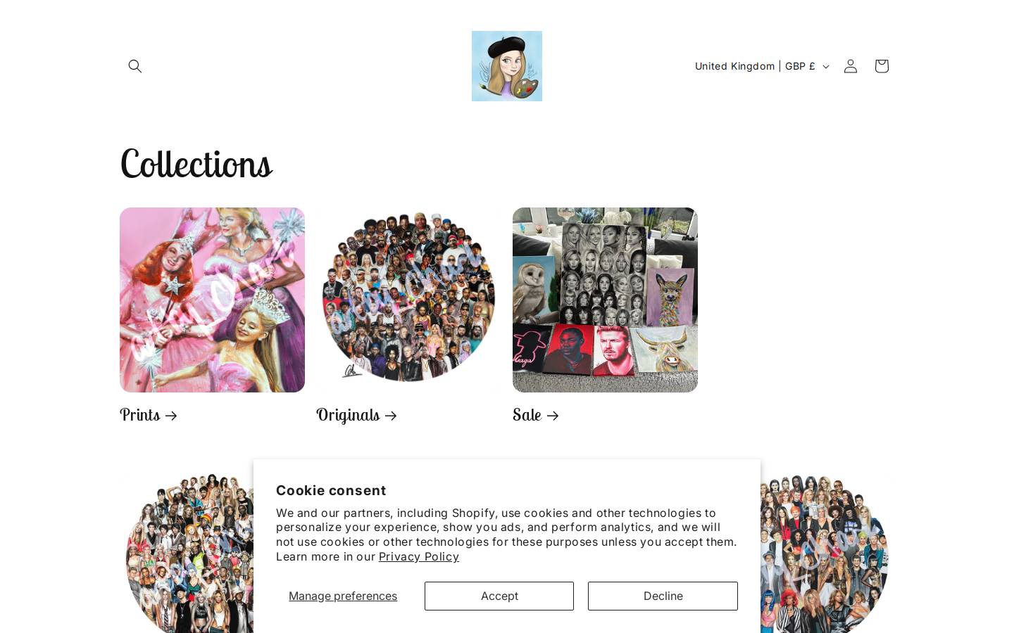 charlotteoxenhamartprints.com homepage screenshot