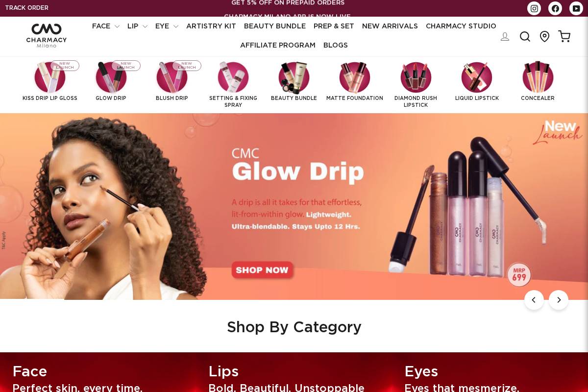 Charmacy Milano homepage screenshot