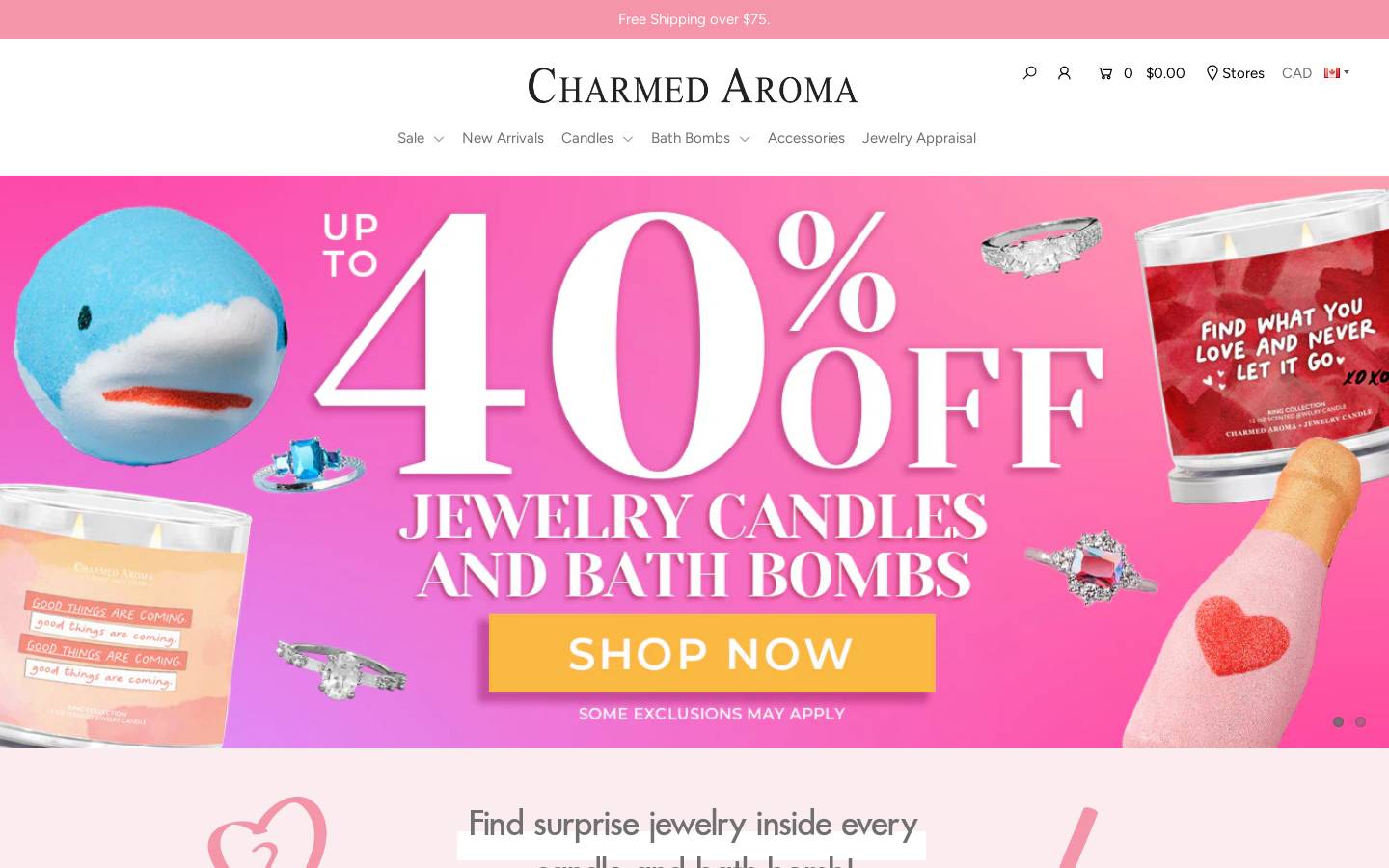 Charmed Aroma homepage screenshot