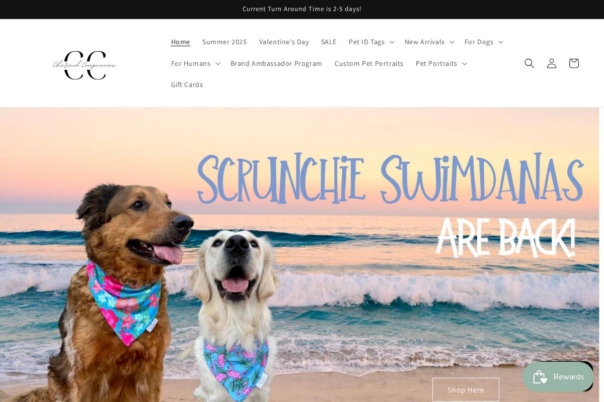 charmedcompanions.com homepage screenshot